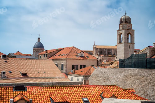 Preview: Beautiful old architecture of stone buildings in the old town of Dubrovnik