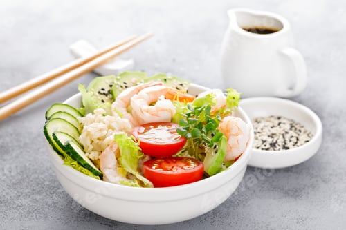 Preview: Hawaiian poke bowl with shrimps