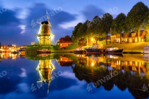 Preview: Dokkum, Netherlands. The famous windmill. Journey through the Netherlands.