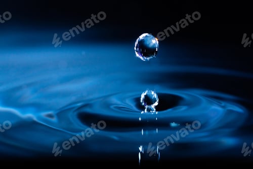 Preview: abstract background of blue water splash falling drop on liquid wave