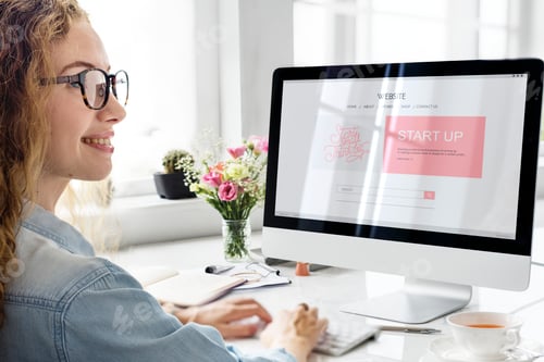 Woman using computer