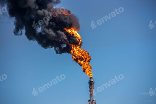 Preview: Power tower burning in the daytime.