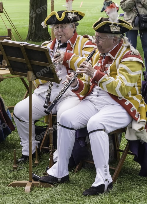 Preview: Wheaton, Illinois/Usa - September 13, 2014: Two Senior Clarinetists In Webb'S Band Of Music Play A