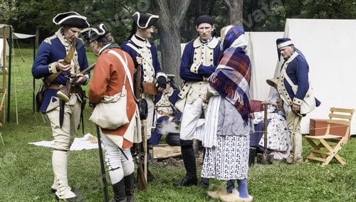 Preview: Wheaton, Illinois/Usa - September 13, 2014: Unidentified Reenactors In Colonial Dress And