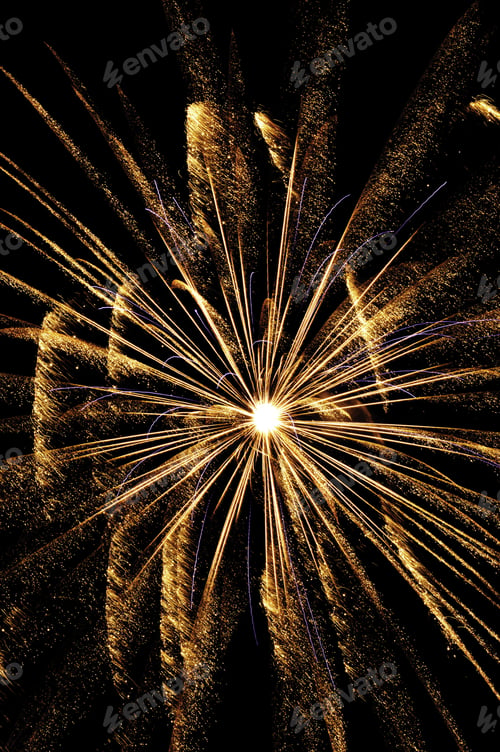 Preview: Bright Burst Of Fireworks With Motion Blur And Glitter