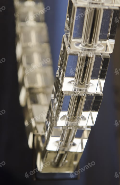 Preview: Detail Of Curved Light Fixture Of Translucent Cubes Mounted On Wall In Hotel Room (Selective Focus)