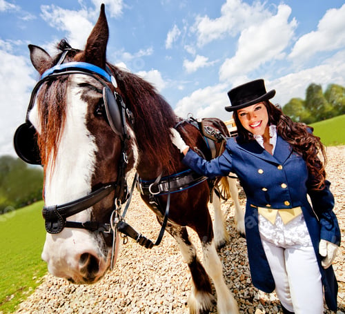 Preview: Woman In An Elegant Outfit With A Horse