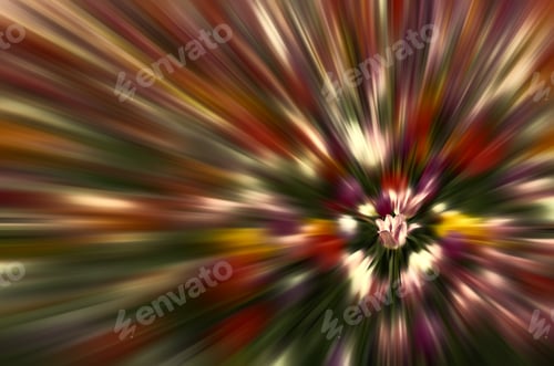 Preview: All About The One: Radial Blur Of Re-Colored Flower Bed With Focus On One Tulip, For Themes Of
