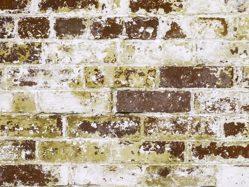 Preview: Grunge Background Of Deterioration: Exterior Brick Wall Of Old Building, With Chipped White Paint
