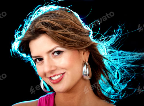Preview: Fashion Woman Portrait Isolated Over A Black Background
