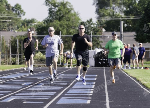 Preview: Park Ridge, Illinois, Usa - July 23, 2015: Four Senior Sprinters Compete In A Heat Of The 50-Meter