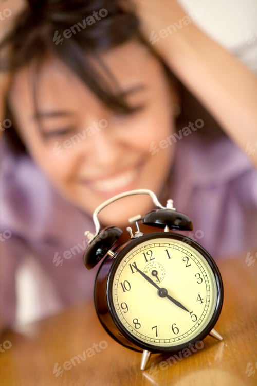 Preview: Desperate Business Woman Staring At A Clock