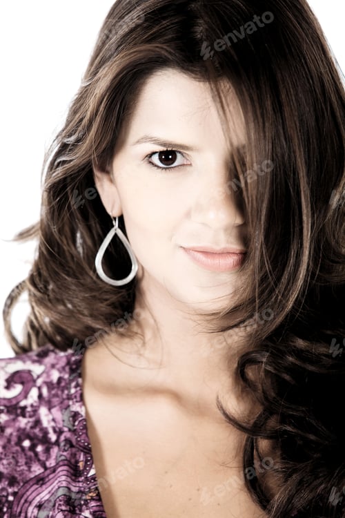 Preview: Beautiful Woman Portrait With Hair Over Her Face - Isolated