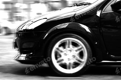 Preview: Black And White View Of A Car Braking, Black And White Photo To Add A More Tragic Atmosphere To The