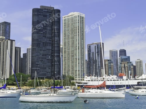 Preview: Boater'S View Of Chicago Skyline Near Navy Pier In Summer