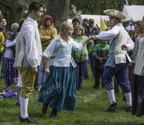 Preview: Wheaton, Illinois/Usa - September 13, 2014: Two Young Adults, Both Unidentified, Perform A Period