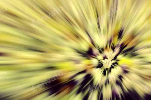 Preview: Singled Out In Spring: Radial Blur Of Re-Colored Flower Bed With Focus On One Tulip, For Themes Of