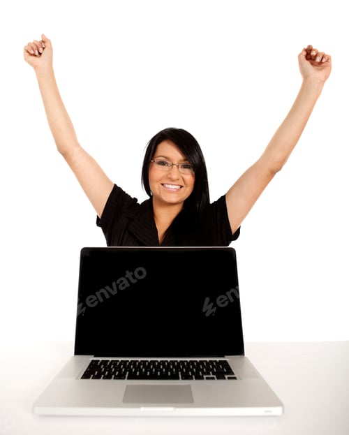 Preview: Successful Business Woman Working On A Laptop Computer ? Isolated