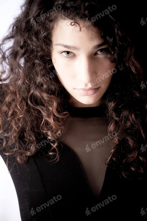 Preview: Dark Woman Looking Mean - Isolated Over A White Background