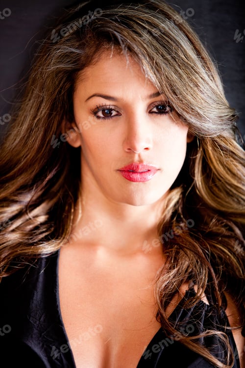 Preview: Fashion Woman Portrait - Isolated Over A Black Background