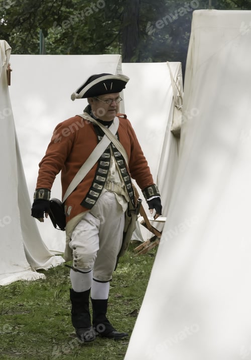 Preview: Wheaton, Illinois/Usa - September 13, 2014: A Reenactor Portraying A British Soldier Approaches A