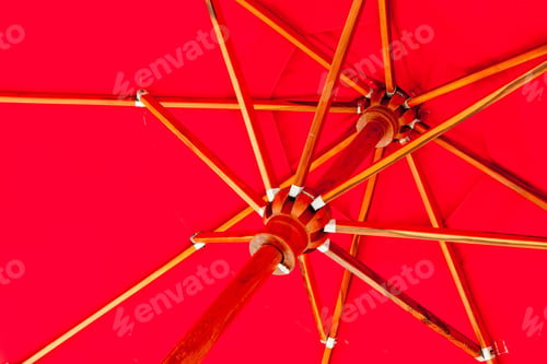 Preview: Shot Of A Red Parasol Captured From Underneath