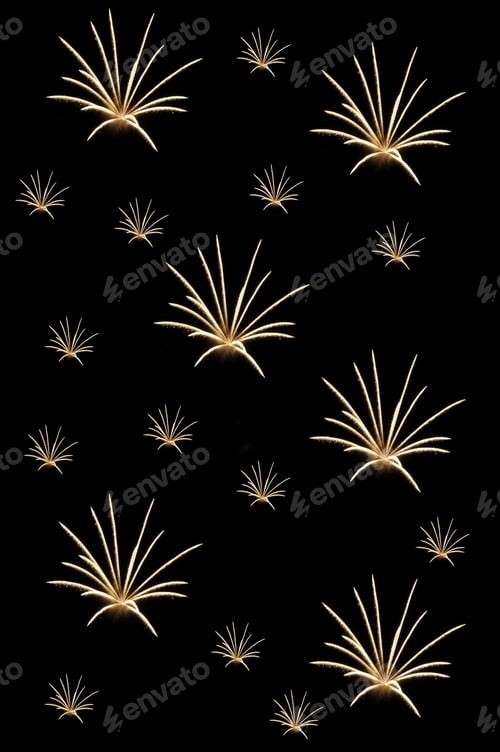 Visualização: Fotomontagem decorativa: duplicatas de uma única explosão de fogos de artifício