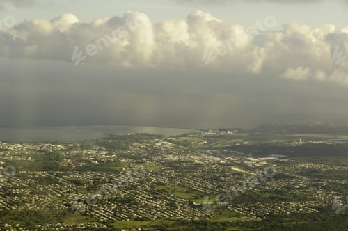Preview: Aerial View Of Hilo, Largest City On The Big Island, Looking East Toward Pacific Ocean About An