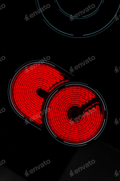 Preview: Electric Cooking Hob Switched On Glowing Red