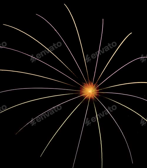 Preview: Spiderlike Burst Of Fireworks With Fiery Reddish-Orange Core