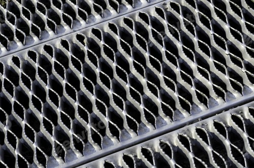 Preview: Industrial Abstract: Symmetrical Safety Ramp Of Aluminum With Small Ridges, Like Teeth, To Provide