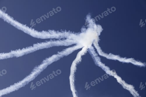 Preview: Six Contrails From Jets At Air Show