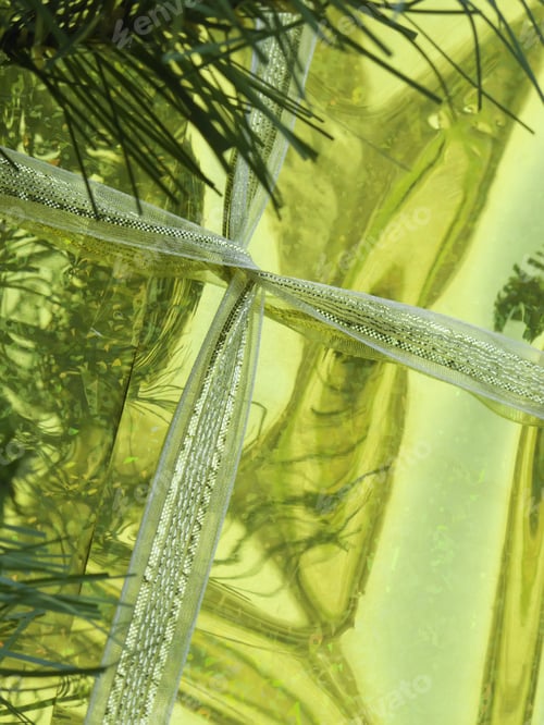 Preview: Ribbon On Reflective Gift Wrap By Holiday Tree