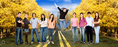 Preview: Casual People Over An Urban Landscape With Nature