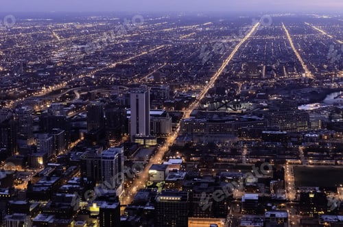 Preview: Chicago, Illinois, Usa - April 6, 2014: Aerial View Of Chicago (Looking West-Southwest) Just After