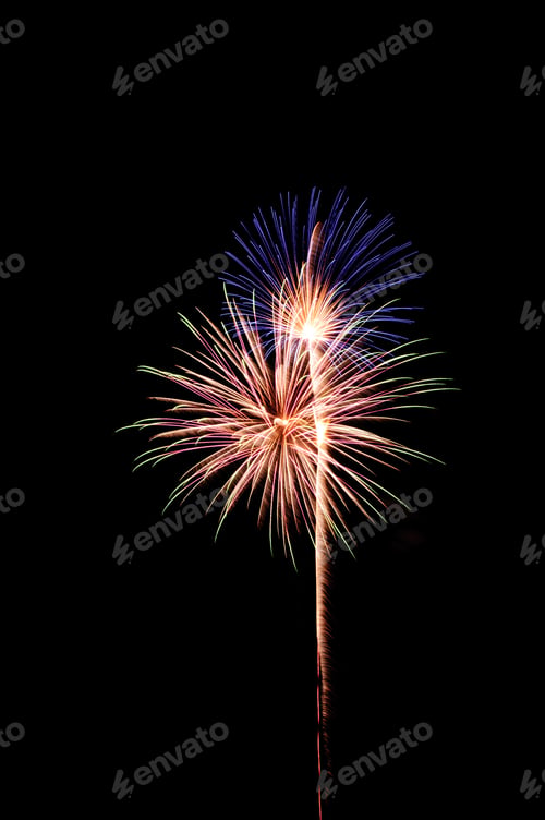 Preview: Several Bursts Of Fireworks With Different Effects In Proximity