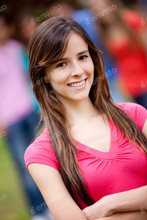 Preview: Portrait Of A Lovely Woman Smiling Outdoors