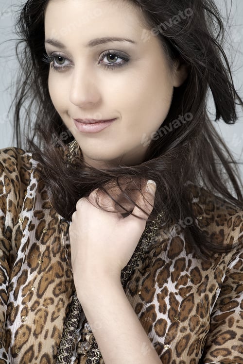 Preview: Fashion Model In Animal Print Dress