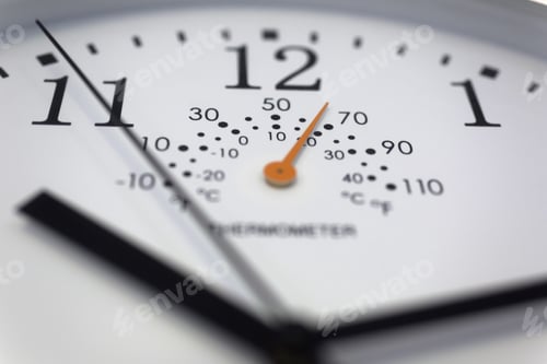 Preview: Clock Face Detail With Built In Temperature Gauge