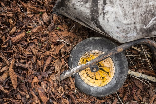 Preview: Wheel Barrow In Dried Leaves Lying Down