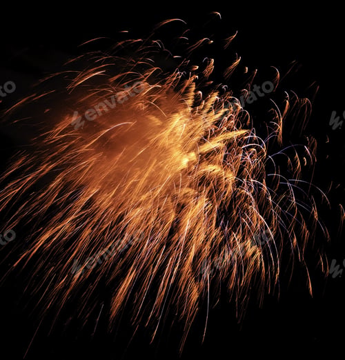 Preview: Cloud Of Multicolored Embers And Reddish Smoke From Explosion Of Fireworks