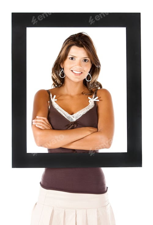 Preview: Woman With A Frame Around Her - Isolated Over A White Background