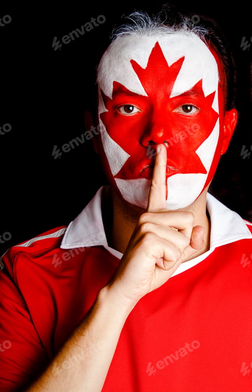 Vista previa: Canadian Man Asking For Silence - Isolated Over Black