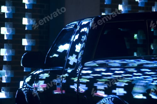 Preview: Pattern Of Reflections Of Light From Wall On Driver'S Side In Parking Garage