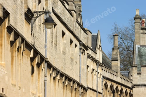 Preview: Curved Street Made From Cotswold Stone With Tall Chimney Stacks