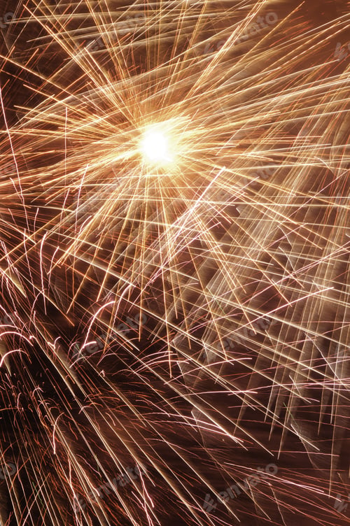 Preview: Sparks Crisscross By White-Hot Core Of Fireworks Explosion