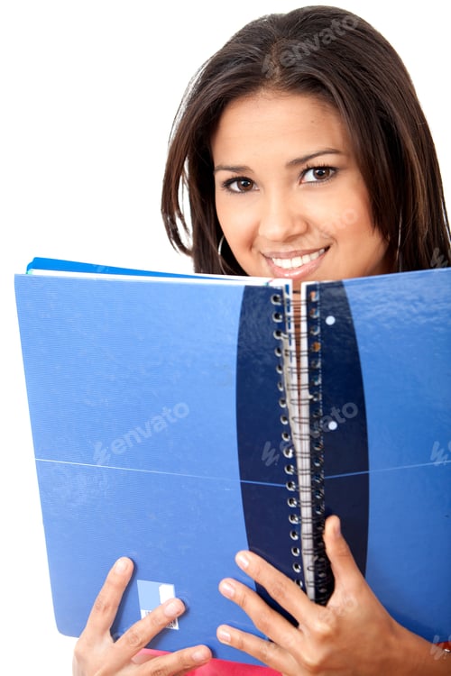 Preview: Beautiful Female Student With A Notebook Isolated