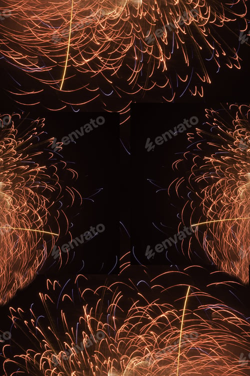 Preview: Fireworks Fantasy: Abstract Of Orange, Yellow, And Blue Streaks