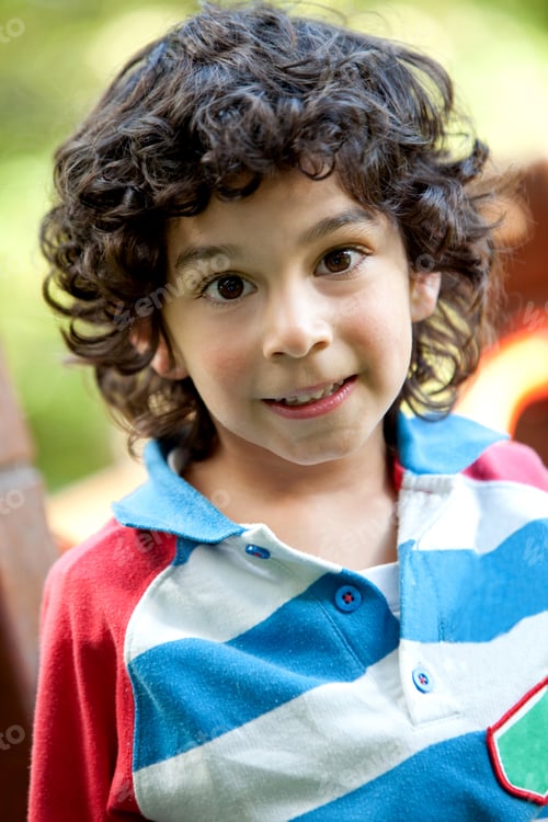 Preview: Portrait Of A Little Boy Outdoors And Smiling