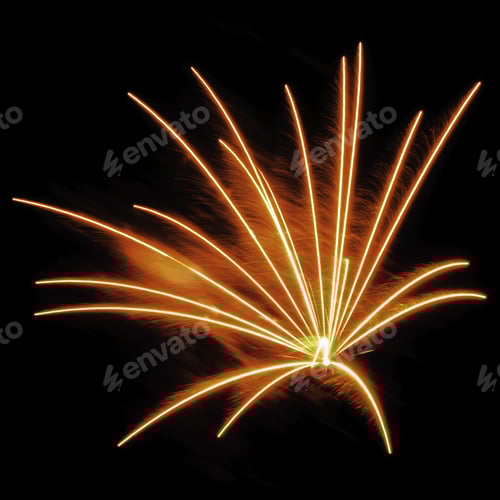 Preview: Spidery Burst Of Yellow-White Fireworks With Reddish Smoke And Feathery Motion Blur